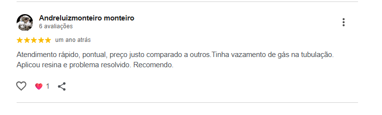 Print da avaliação de Andreluízmonteiro monteiro no Google