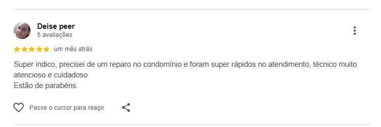 Print da avaliação de Deise peer no Google